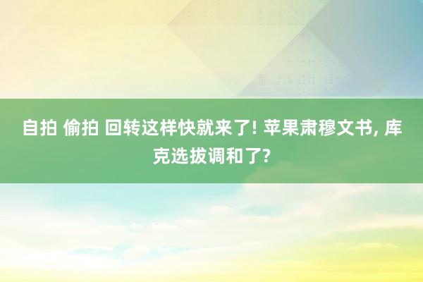 自拍 偷拍 回转这样快就来了! 苹果肃穆文书， 库克选拔调和了?