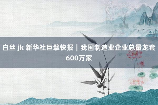 白丝 jk 新华社巨擘快报｜我国制造业企业总量龙套600万家