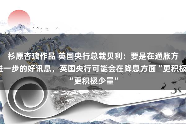 杉原杏璃作品 英国央行总裁贝利：要是在通胀方面有进一步的好讯息，英国央行可能会在降息方面“更积极少量”