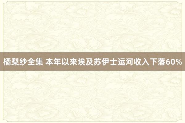 橘梨纱全集 本年以来埃及苏伊士运河收入下落60%