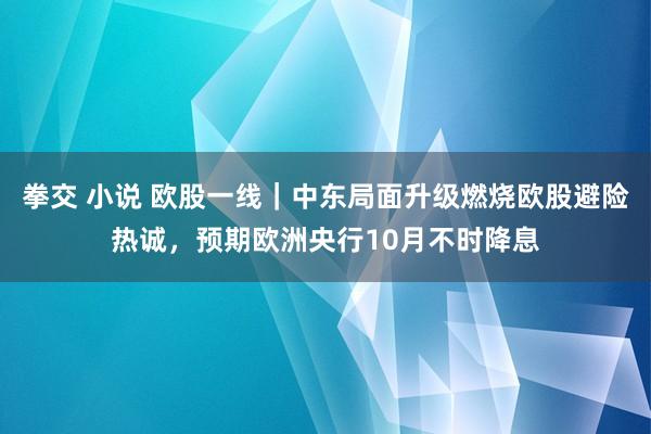 拳交 小说 欧股一线｜中东局面升级燃烧欧股避险热诚，预期欧洲央行10月不时降息