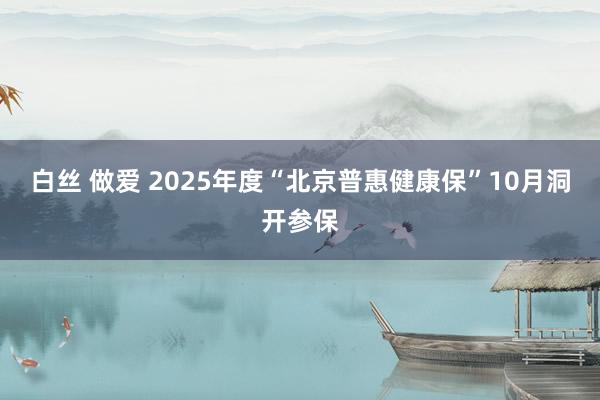 白丝 做爱 2025年度“北京普惠健康保”10月洞开参保