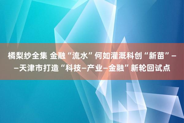 橘梨纱全集 金融“流水”何如灌溉科创“新苗”——天津市打造“科技—产业—金融”新轮回试点