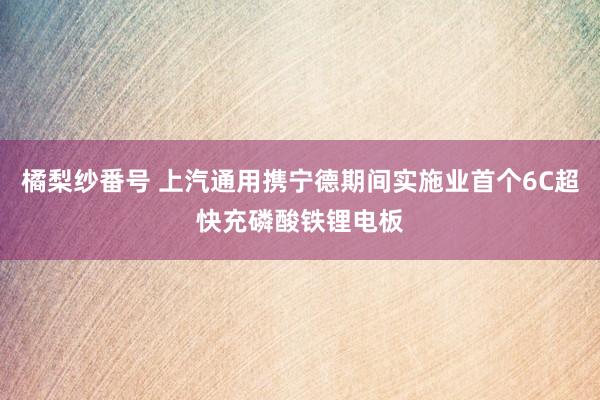 橘梨纱番号 上汽通用携宁德期间实施业首个6C超快充磷酸铁锂电板