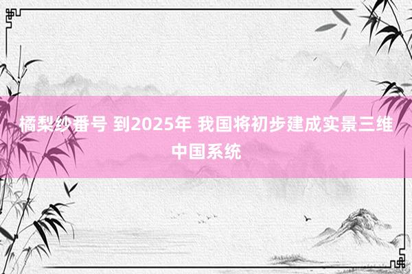 橘梨纱番号 到2025年 我国将初步建成实景三维中国系统