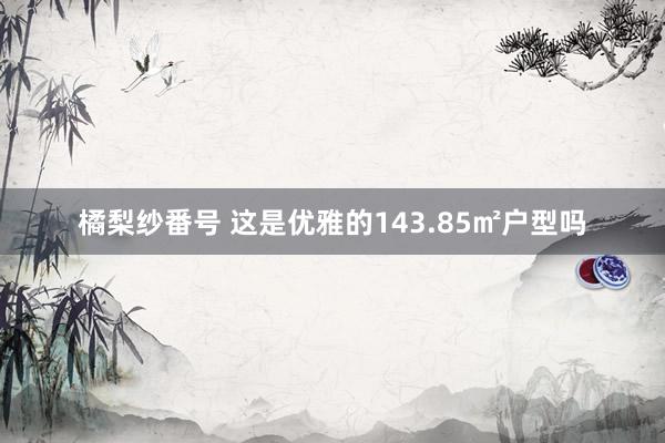 橘梨纱番号 这是优雅的143.85㎡户型吗