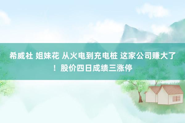 希威社 姐妹花 从火电到充电桩 这家公司赚大了！股价四日成绩三涨停