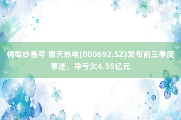 橘梨纱番号 惠天热电(000692.SZ)发布前三季度事迹，净亏欠4.55亿元