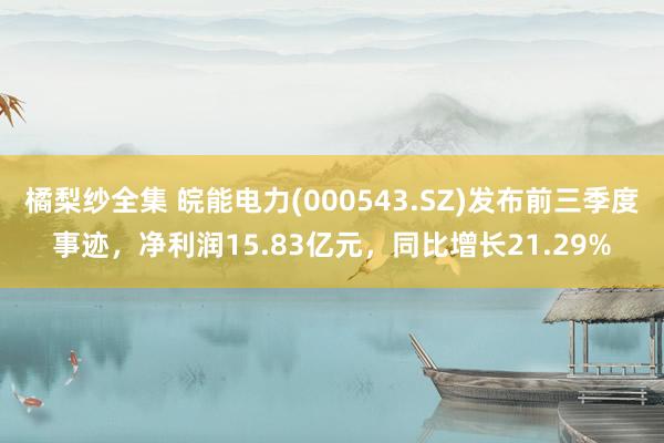 橘梨纱全集 皖能电力(000543.SZ)发布前三季度事迹，净利润15.83亿元，同比增长21.29%