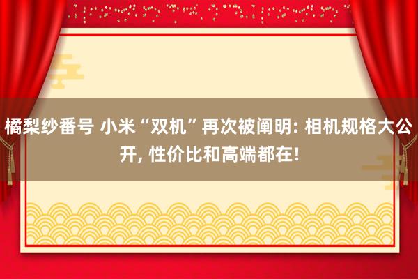 橘梨纱番号 小米“双机”再次被阐明: 相机规格大公开， 性价比和高端都在!