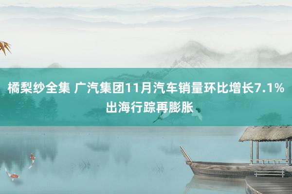 橘梨纱全集 广汽集团11月汽车销量环比增长7.1%  出海行踪再膨胀