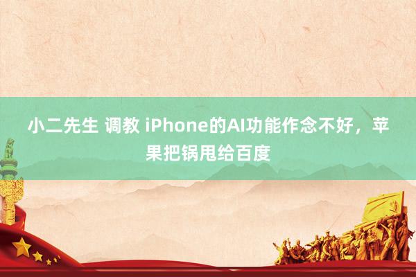 小二先生 调教 iPhone的AI功能作念不好，苹果把锅甩给百度