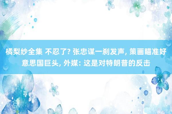 橘梨纱全集 不忍了? 张忠谋一刹发声， 策画瞄准好意思国巨头， 外媒: 这是对特朗普的反击