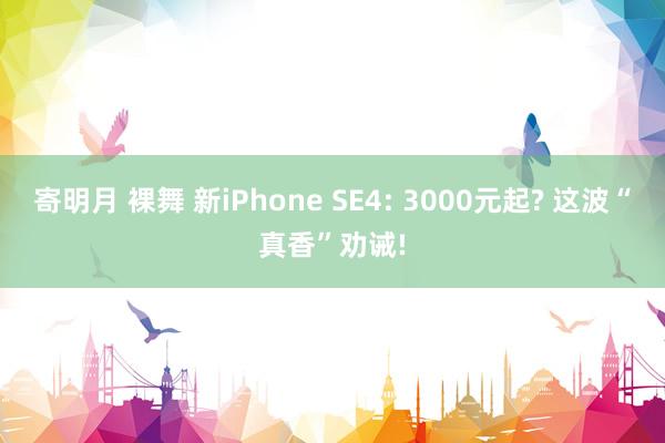 寄明月 裸舞 新iPhone SE4: 3000元起? 这波“真香”劝诫!