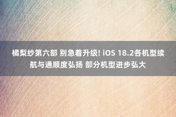 橘梨纱第六部 别急着升级! iOS 18.2各机型续航与通顺度弘扬 部分机型进步弘大