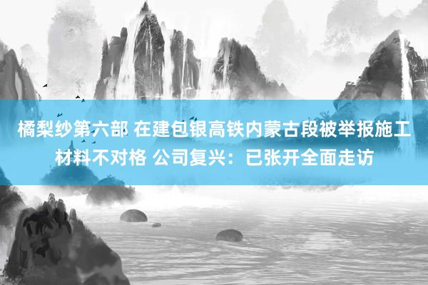 橘梨纱第六部 在建包银高铁内蒙古段被举报施工材料不对格 公司复兴：已张开全面走访