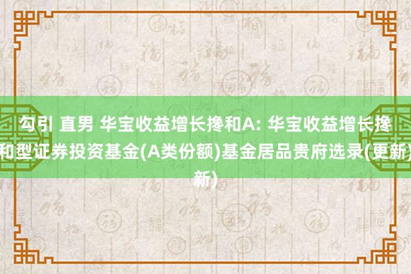 勾引 直男 华宝收益增长搀和A: 华宝收益增长搀和型证券投资基金(A类份额)基金居品贵府选录(更新)