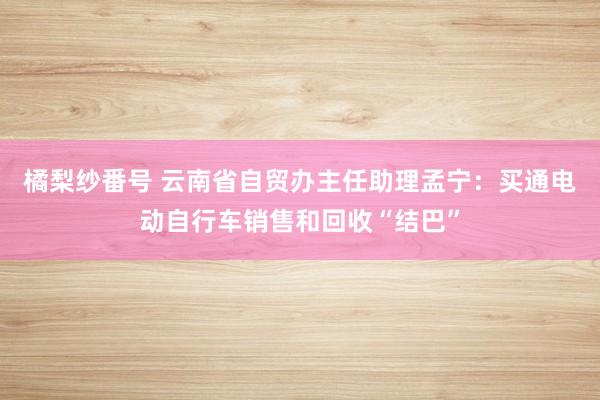 橘梨纱番号 云南省自贸办主任助理孟宁：买通电动自行车销售和回收“结巴”