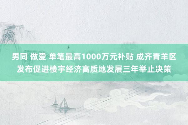 男同 做爱 单笔最高1000万元补贴 成齐青羊区发布促进楼宇经济高质地发展三年举止决策