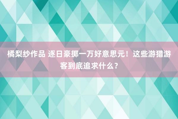 橘梨纱作品 逐日豪掷一万好意思元！这些游猎游客到底追求什么？