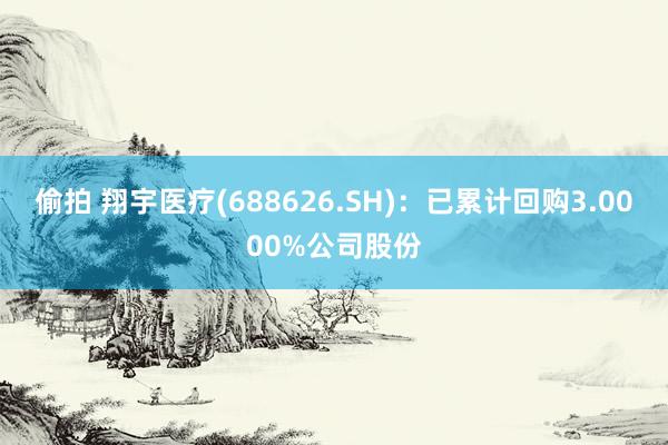 偷拍 翔宇医疗(688626.SH)：已累计回购3.0000%公司股份