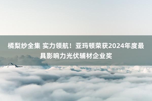 橘梨纱全集 实力领航！亚玛顿荣获2024年度最具影响力光伏辅材企业奖