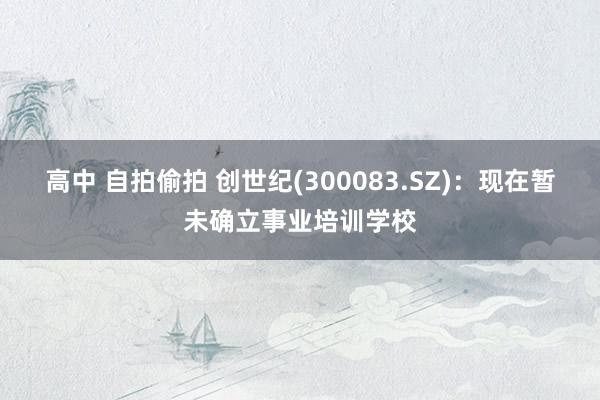 高中 自拍偷拍 创世纪(300083.SZ)：现在暂未确立事业培训学校