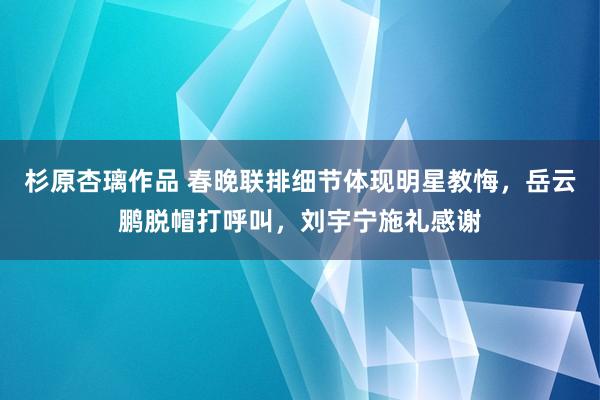 杉原杏璃作品 春晚联排细节体现明星教悔，岳云鹏脱帽打呼叫，刘宇宁施礼感谢