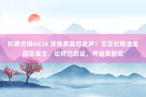 杉原杏璃ed2k 吴佩慈震怒发声！否定纪晓波是园区雇主，讼师已取证，将追责到底