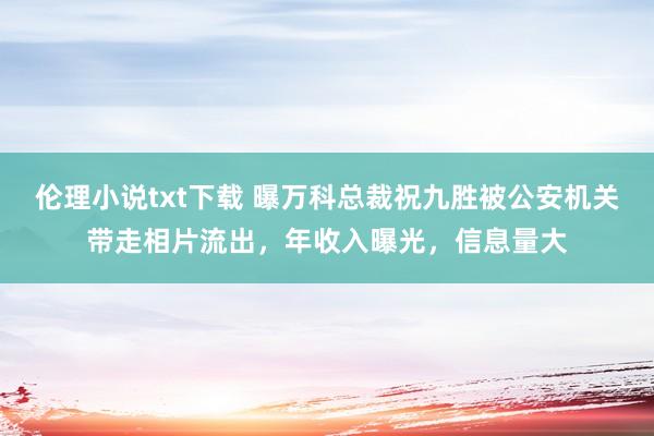 伦理小说txt下载 曝万科总裁祝九胜被公安机关带走相片流出，年收入曝光，信息量大